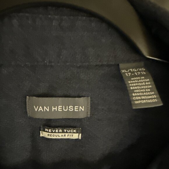 Van Heusen Never Tuck Classic Fit Button Down XLT 17-17.5 Blue Long Sleeve - Picture 5 of 16